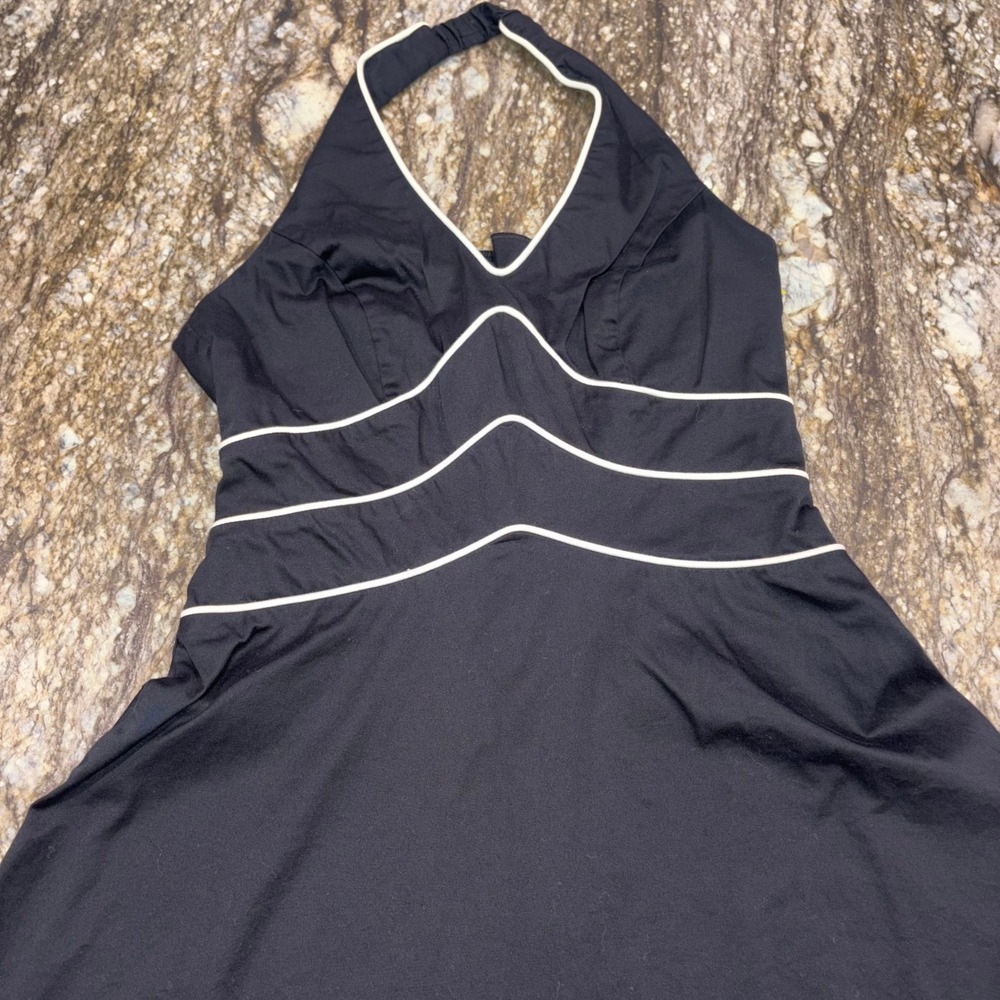 Retro Old Hollywood AGB Dress Halter Fit and Flare Women 8 Black White - Picture 2 of 11